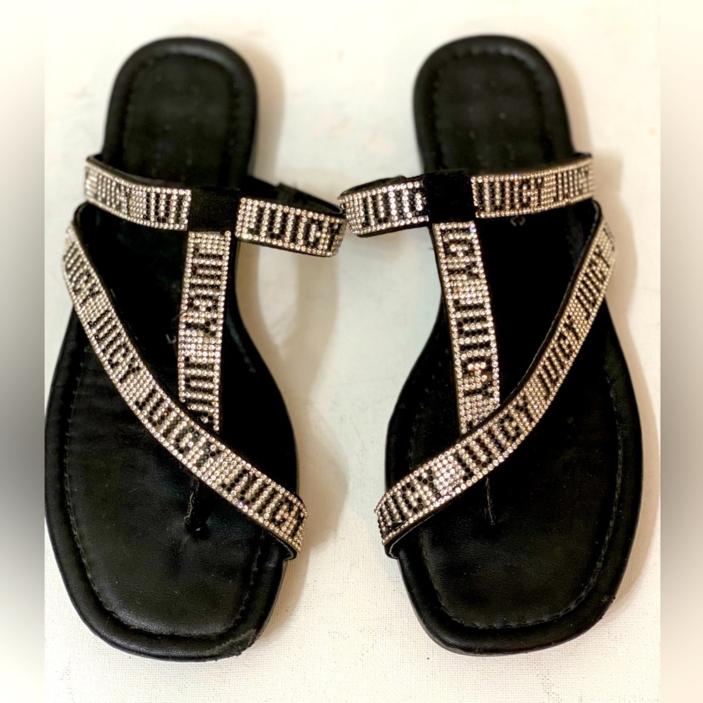 Juicy Couture Women’s Sparkly Rhinestone Logo Zayda Sandals, Size 8M NEW - Picture 1 of 5